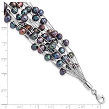 Load image into Gallery viewer, Sterling Silver Rh-pl 6-7mm Black Off-round FWC Pearl Multi-strand Bracelet
