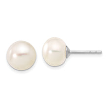 Load image into Gallery viewer, Sterling Silver Rh-p 7-8mm White FWC Pearl Earring Bracelet Necklace Set
