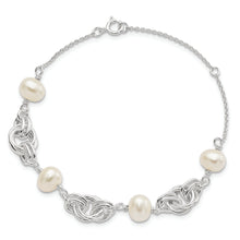 Load image into Gallery viewer, Sterling Silver Polished Glass Pearl w/ 1 in ext. Bracelet
