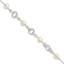 Load image into Gallery viewer, Sterling Silver Polished Glass Pearl w/ 1 in ext. Bracelet
