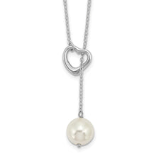 Load image into Gallery viewer, Sterling Silver Rhodium-plated Imitation Shell Pearl Heart Necklace
