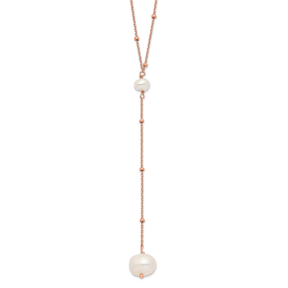 Sterling Silver Rose-tone Freshwater Cultured Pearl w/2 in ext. Necklace