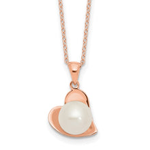Load image into Gallery viewer, Sterling Silver Rose-tone 8mm White Button FWC Pearl Necklace
