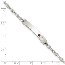 Load image into Gallery viewer, Sterling Silver Polished ID with Red CZ Heart Bracelet
