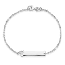Load image into Gallery viewer, Sterling Silver Polished Cross ID 7in Bracelet
