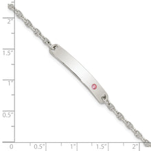 Load image into Gallery viewer, Sterling Silver Polished Childrens ID with Pink CZ Bracelet
