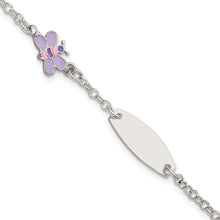 Load image into Gallery viewer, Sterling Silver Childrens Enameled Butterfly 5in Plus 1IN EXT ID Bracelet
