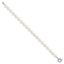 Load image into Gallery viewer, Sterling Silver Majestik Rh-pl 8-9mm White Imitation Shell Pearl Bracelet
