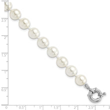 Load image into Gallery viewer, Sterling Silver Majestik Rh-pl 8-9mm White Imitation Shell Pearl Bracelet
