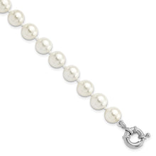 Load image into Gallery viewer, Sterling Silver Majestik Rh-pl 8-9mm White Imitation Shell Pearl Bracelet
