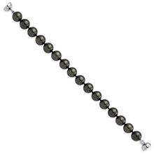 Load image into Gallery viewer, Sterling Silver Majestik Rh-pl 10-11mm Black Imitation Shell Pearl Bracelet
