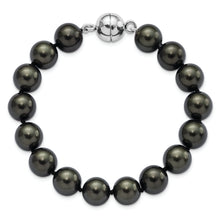 Load image into Gallery viewer, Sterling Silver Majestik Rh-pl 10-11mm Black Imitation Shell Pearl Bracelet
