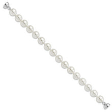 Load image into Gallery viewer, Sterling Silver Majestik Rh-pl 10-11mm White Imitation Shell Pearl Bracelet
