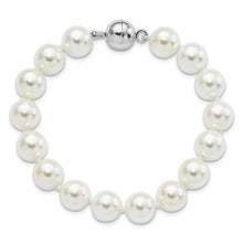 Load image into Gallery viewer, Sterling Silver Majestik Rh-pl 10-11mm White Imitation Shell Pearl Bracelet
