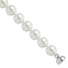 Load image into Gallery viewer, Sterling Silver Majestik Rh-pl 10-11mm White Imitation Shell Pearl Bracelet
