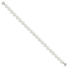 Load image into Gallery viewer, Sterling Silver Majestik Rh-pl 8-9mm White Imitation Shell Pearl Bracelet
