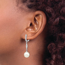 Load image into Gallery viewer, Sterling Silver Majestik Rh-pl 10-11mm Wht Imit. Shell Pearl CZ Hoop Earrin
