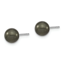 Load image into Gallery viewer, Sterling Silver Majestik Rh-pl 6-7mm Black Imit. Shell Pearl Stud Earrings
