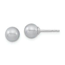 Load image into Gallery viewer, Sterling Silver Majestik Rh-pl 6-7mm Grey Imit. Shell Pearl Stud Earrings
