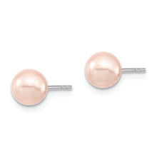 Load image into Gallery viewer, Sterling Silver Majestik Rh-pl 6-7mm Pink Imit. Shell Pearl Stud Earrings
