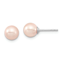 Load image into Gallery viewer, Sterling Silver Majestik Rh-pl 6-7mm Pink Imit. Shell Pearl Stud Earrings
