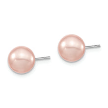 Load image into Gallery viewer, Sterling Silver Majestik Rh-pl 8-9mm Pink Imit. Shell Pearl Stud Earrings
