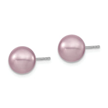 Load image into Gallery viewer, Sterling Silver Majestik Rh-pl 8-9mm Purple Imit. Shell Pearl Stud Earrings
