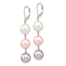 Load image into Gallery viewer, Sterling Silver Majestik Rh-pl 10-11mm W/PI/PU Imit. Shell Pearl Earrings
