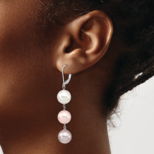 Load image into Gallery viewer, Sterling Silver Majestik Rh-pl 10-11mm W/PI/PU Imit. Shell Pearl Earrings
