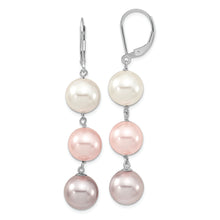 Load image into Gallery viewer, Sterling Silver Majestik Rh-pl 10-11mm W/PI/PU Imit. Shell Pearl Earrings
