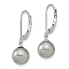 Load image into Gallery viewer, Sterling Silver Majestik Rh-pl 8-9mm Grey Imit. Shell Pearl Leverback Earri
