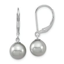 Load image into Gallery viewer, Sterling Silver Majestik Rh-pl 8-9mm Grey Imit. Shell Pearl Leverback Earri
