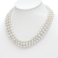 Load image into Gallery viewer, Sterling Silver Majestik Rh-pl 8-9mm Wht Imit. Shell Pearl Multi-strand Nec
