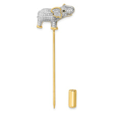 Load image into Gallery viewer, Sterling Silver Rhodium-plated Gold Tone CZ Elephant Pin
