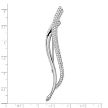 Load image into Gallery viewer, Sterling Silver Rhodium-plated CZ Fancy Curved Pin Brooch
