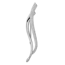 Load image into Gallery viewer, Sterling Silver Rhodium-plated CZ Fancy Curved Pin Brooch
