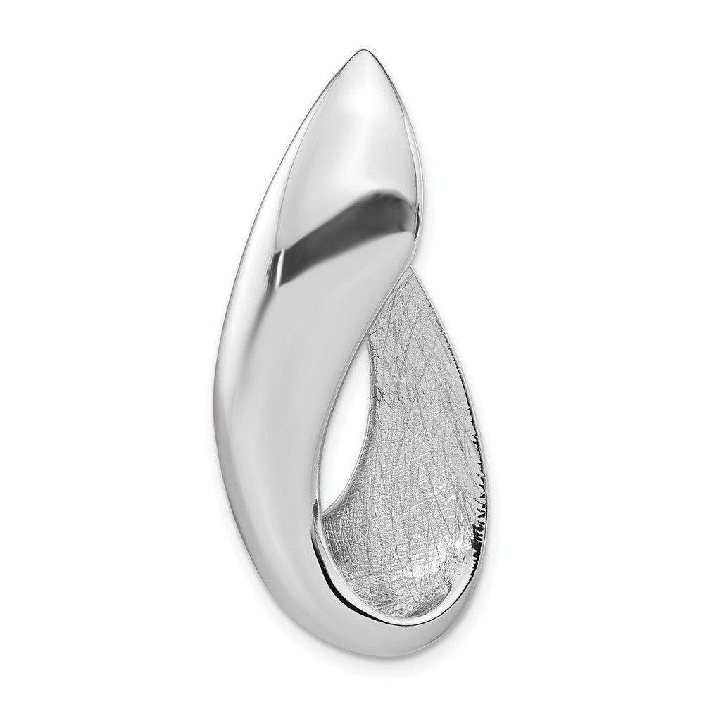 Sterling Silver RH-plated Brushed and Polished Fancy Slide