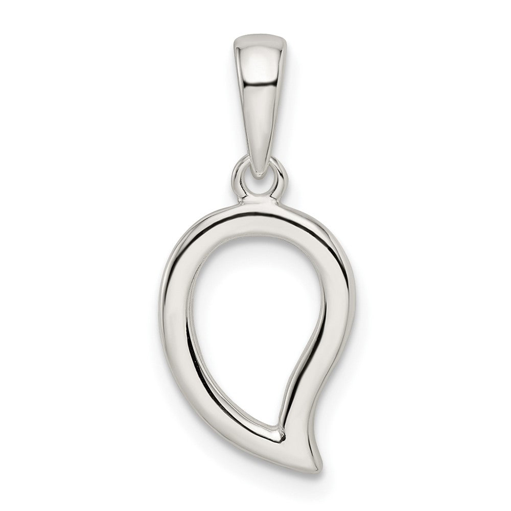 Sterling Silver Polished Open Center Leaf Pendant