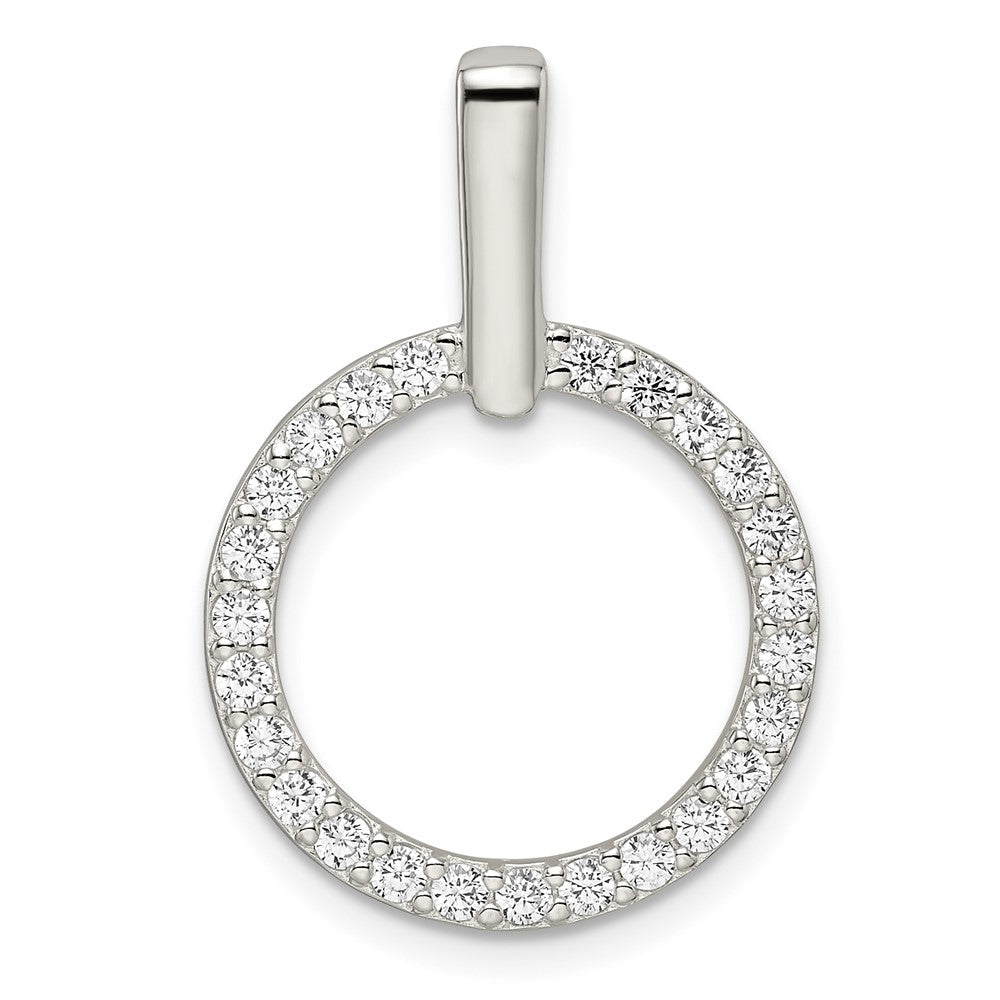 Sterling Silver Polished CZ Circle Pendant