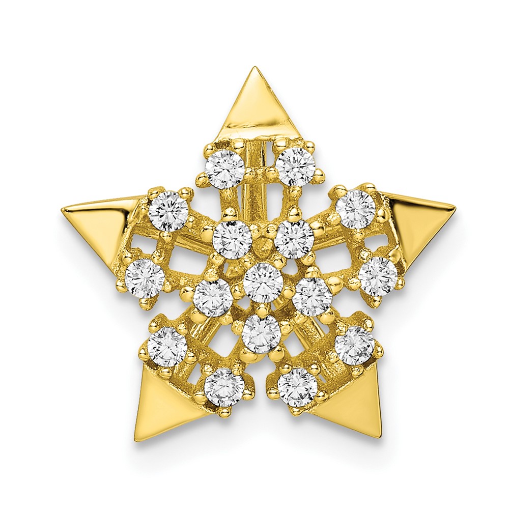 Sterling Silver CZ Gold-tone Star Slide