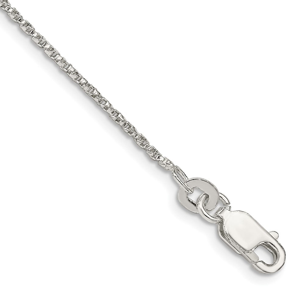 Sterling Silver 1.25mm Twisted Box Chain Anklet