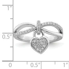 Load image into Gallery viewer, Sterling Silver Rhodium-plated CZ Heart Dangle Ring
