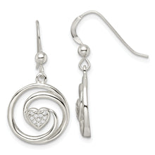 Load image into Gallery viewer, Sterling Silver CZ Heart in Circle Pendant and Earrings Set

