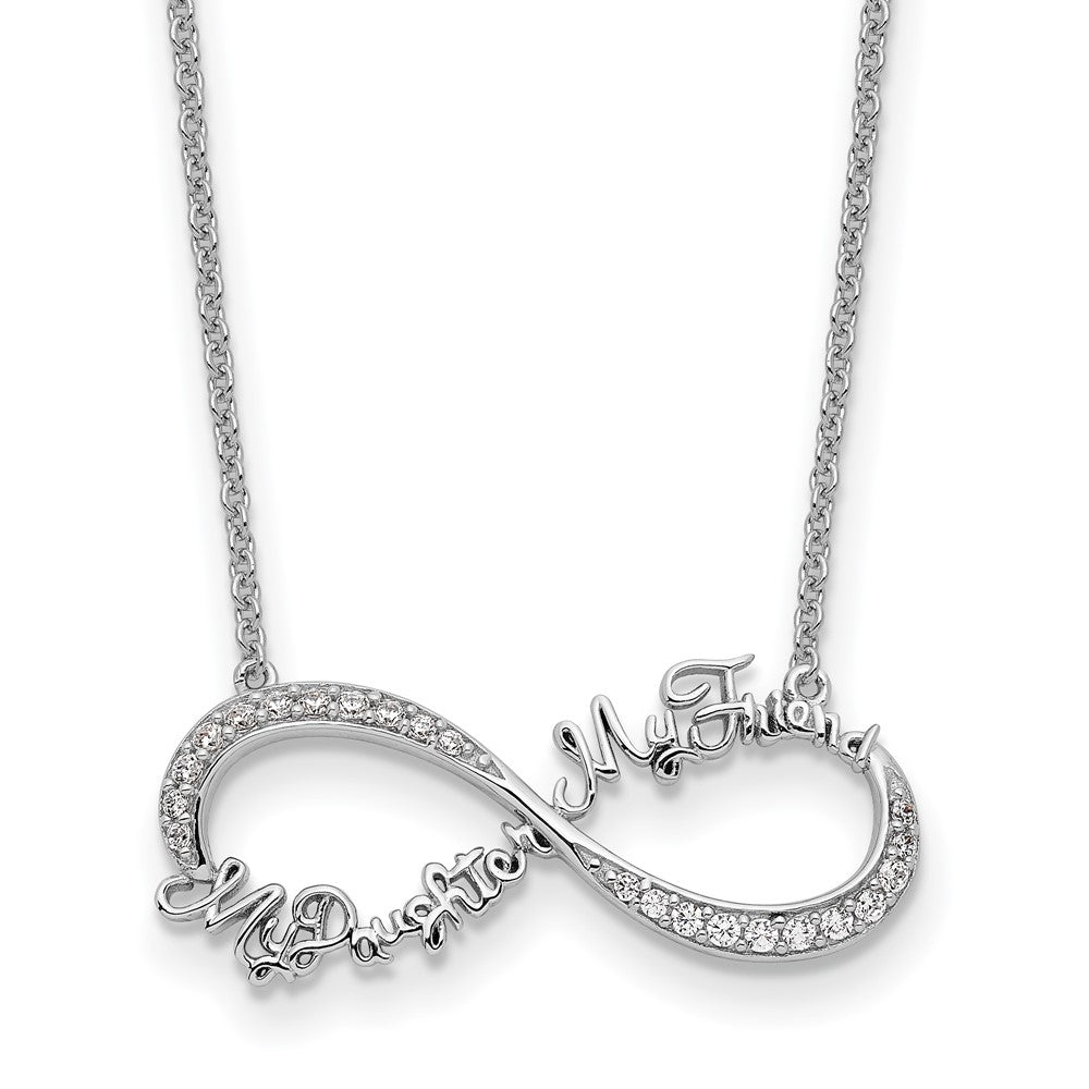 Sterling Silver CZ My Daughter My Friend 18in Necklace
