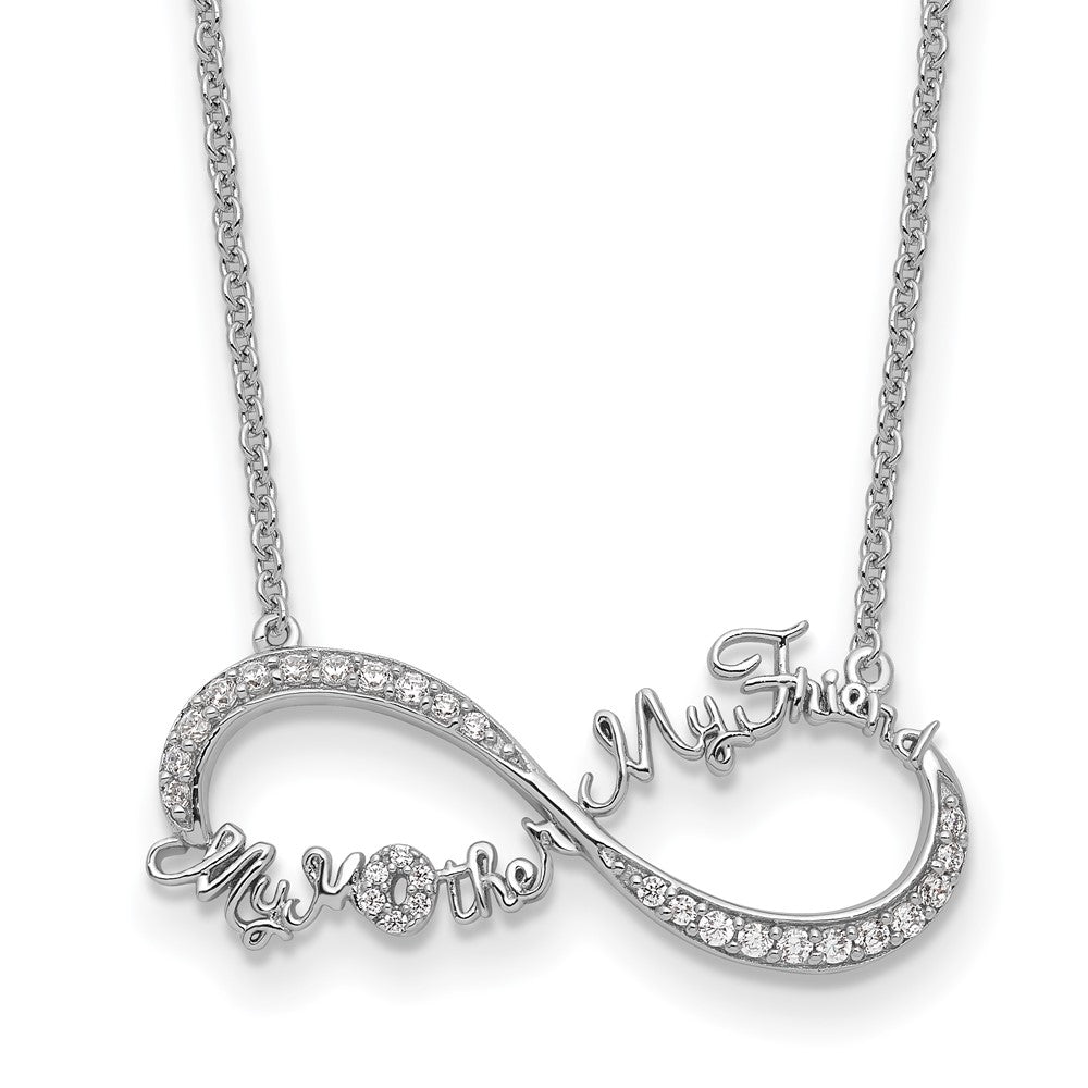 Sterling Silver CZ My Mother My Friend 18in Necklace