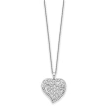 Load image into Gallery viewer, Sterling Silver CZ Antiqued Sisterhood Flower Heart 18in Necklace
