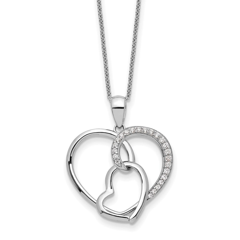 Sterling Silver CZ Together In Love 18in Necklace