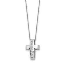 Load image into Gallery viewer, Sterling Silver CZ Good &amp; Perfect Cross 22in Necklace
