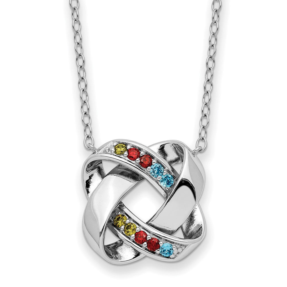 Sterling Silver Multi-color CZ Color Me Happy Square 18in Necklace