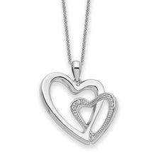 Load image into Gallery viewer, Sterling Silver CZ You and Me Heart 18in Necklace
